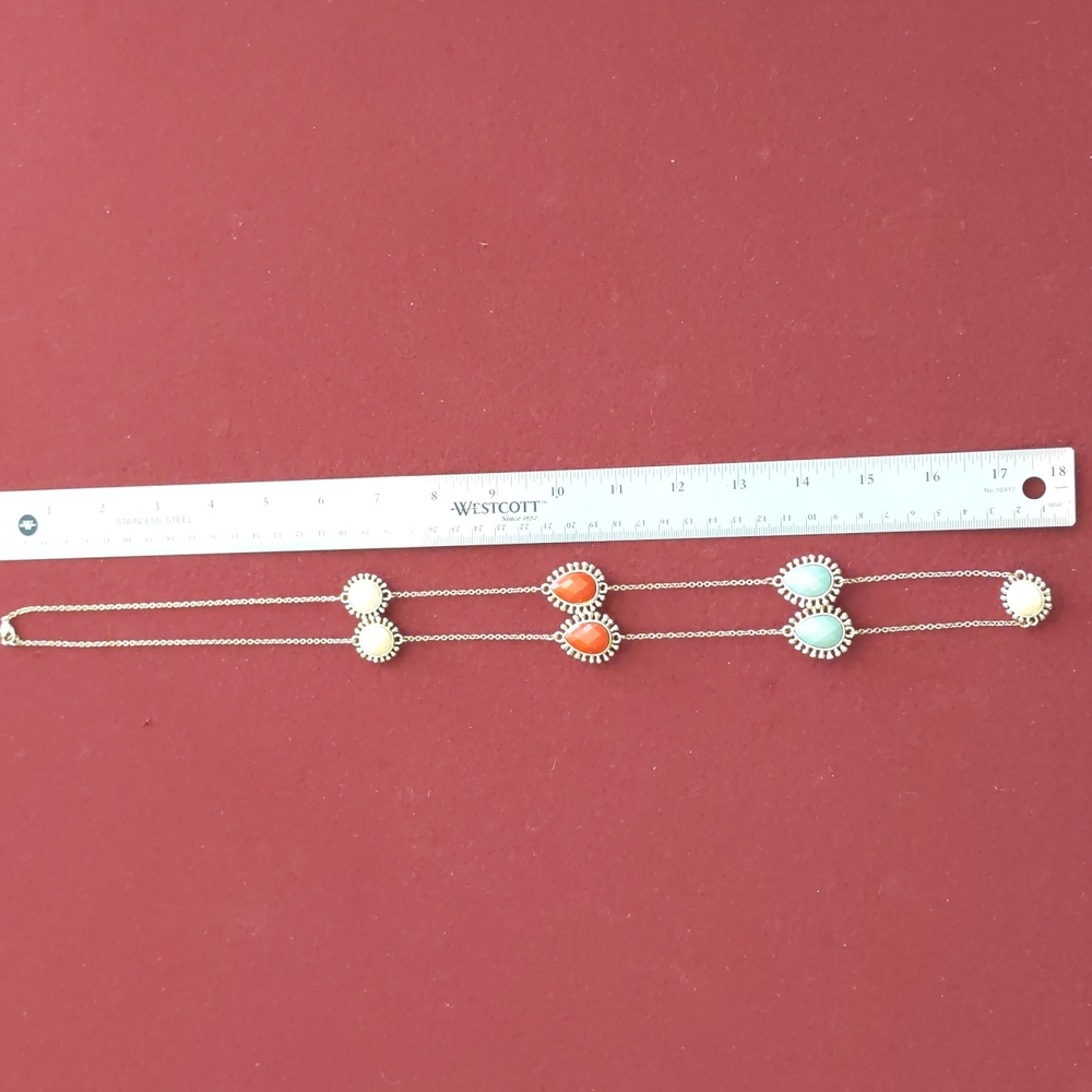 4 for $20 Fashion Jewelry Necklace 18" Long Gold Red Blue Cream - Picture 5 of 6